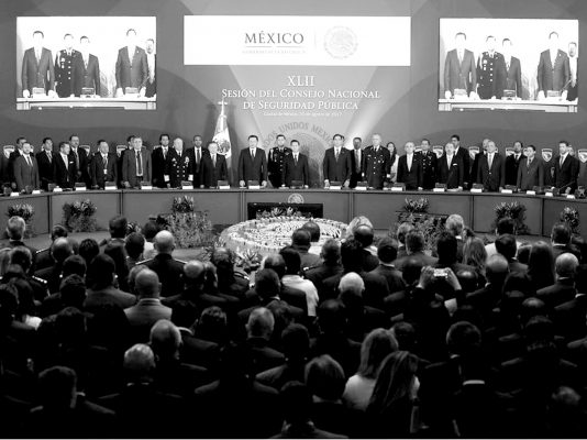 Aspecto de la sesión del Consejo Nacional de Seguridad Pública que se realizó en Palacio Nacional. Foto/José Antonio López.