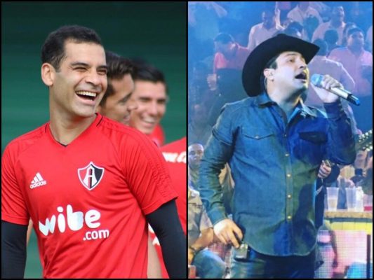 Rafael Márquez durante un entrenamiento en julio pasado y Julión Álvarez durante un concierto en Hermosillo en mayo de 2016. Fotos tomadas de las cuentas de “Twitter” @RafaMarquezMX y @julionalvarez