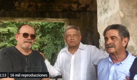 Silvio Rodríguez acompaña a AMLO en visita a Palenque expresochiapas