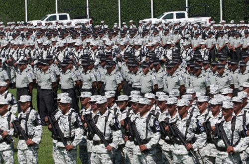 Nuevos integrantes de la Guardia Nacional, durante la ceremonia que encabezó el domingo pasado el presidente Andrés Manuel López Obrador. Foto/Cristina Rodríguez.