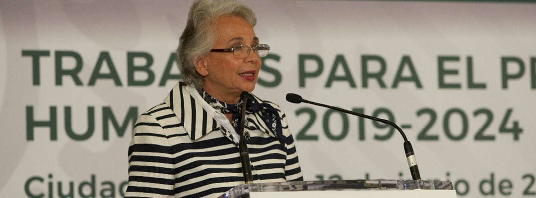 La secretaria de Gobernación, Olga Sánchez Cordero, durante un evento en la dependencia, en junio pasado. Foto/Cristina Rodríguez