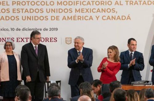Encuentro entre los equipos negociadores de México, EU y Canadá para dar a conocer los avances del T-MEC. Foto Pablo Ramos