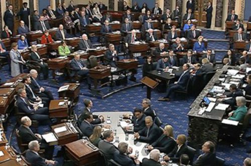 El Senado de Estados Unidos en el inicio de la votación sobre las acusaciones al presidente Donald Trump. Foto Ap