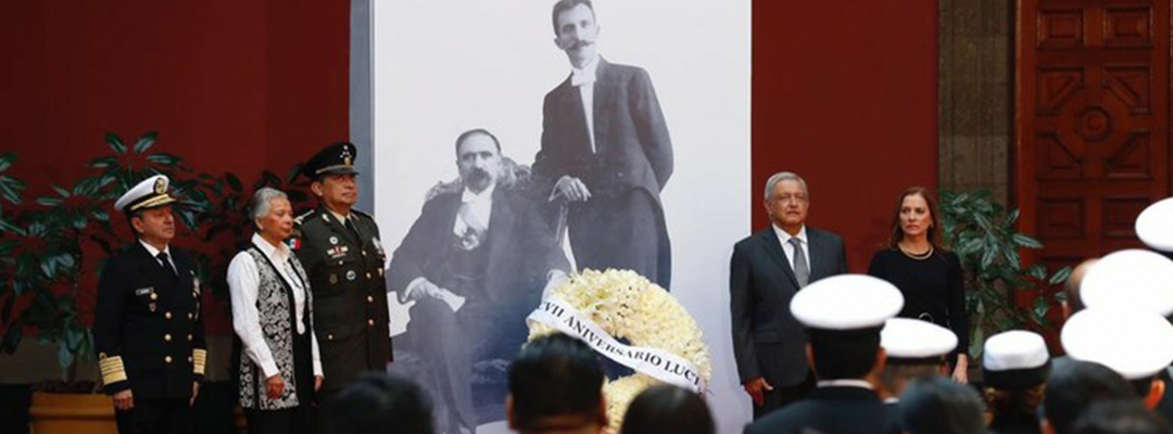El presidente Andrés Manuel López Obrador conmemoró el 107 aniversario del asesinato de Francisco I. Madero y José María Pino Suárez, ante la mayor parte de los miembros de su gabinete. Foto Cristina Rodríguez