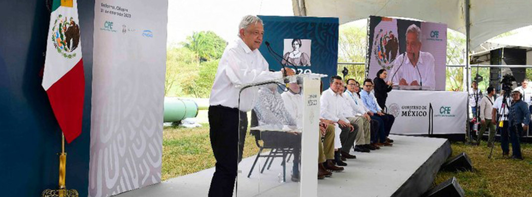 El presidente Andrés Manuel López Obrador presidió la Construcción del Gasoducto Cuxtal Fase 1, en Reforma, Chiapas. Foto Presidencia