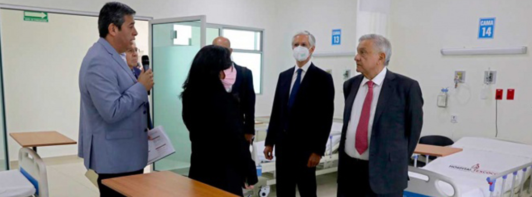 El presidente Andrés Manuel López Obrador y el gobernador del Edomex, Alfredo del Mazo, al supervisar la rehabilitación del Hospital Materno. Imagen tomada de Twitter: @alfredodelmazo