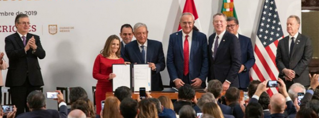 Firma de la revisión del T-MEC en diciembre de 2019. Foto Pablo Ramos-