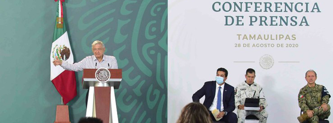 El presidente Andrés Manuel López Obrador durante su conferencia de prensa en Reynosa, Tamaulipas. Foto Presidencia