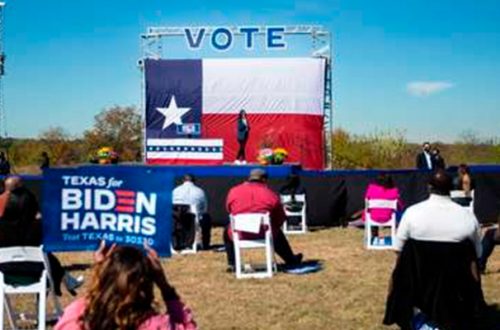 Evento de campaña de Kamala Harris en Texas, donde nueve millones de personas ya han votado de manera anticipada. Foto Afp