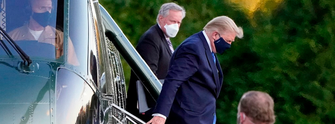 El presidente Donald Trump llega al Centro Médico Militar Nacional Walter Reed luego de haber dado positivo a Covid-19. Foto Ap