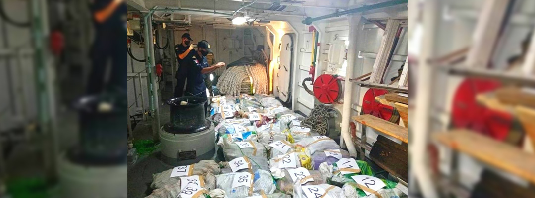 La Secretaría de Marina interceptó un cargamento de aproximadamente 850 kilogramos de cocaína frente a las costas de Chiapas. Foto cortesía de la Secretaría de Marina