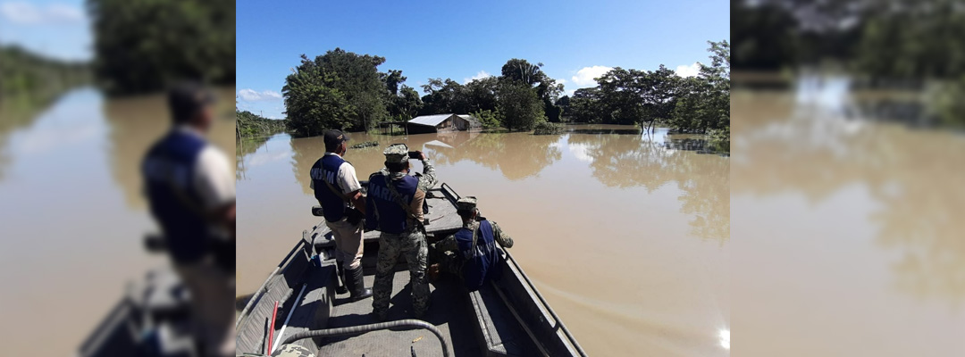 Personal de la Secretaría de Marina Armada de México (Semar) continúa brindando apoyo a la población afectada por las lluvias en los estados de Chiapas y Tabasco. Foto cortesía Semar