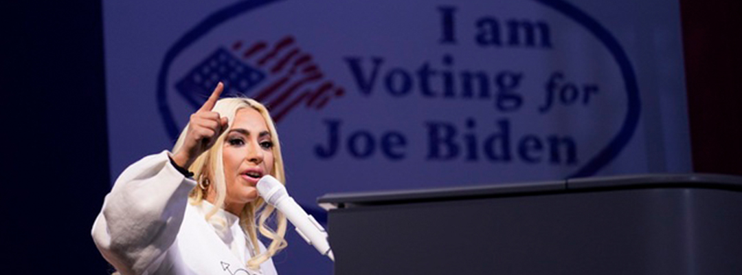 Lady Gaga participó en el último gran mitin de Joe Biden previo a las elecciones presidenciales. Foto Ap / Archivo