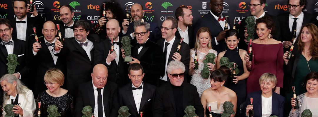 Los ganadores del Premio Goya, al final de la ceremonia del 26 de enero de 2020 en Málaga, al sur de España. Foto Ap