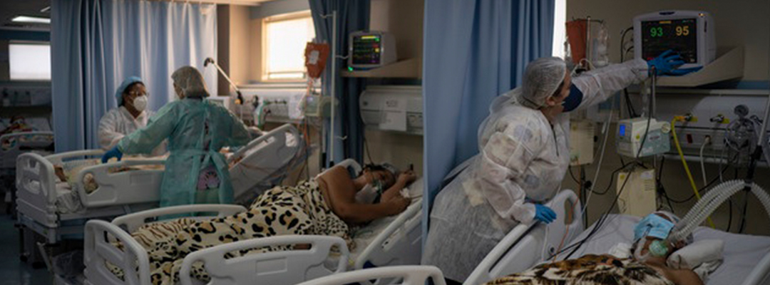 Pacientes con Covid-19 en la Unidad de Cuidados Intensivos en el hospital en Río de Janeiro, Brasil. Foto Ap