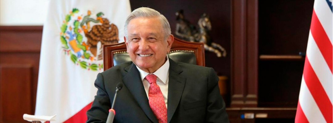 El presidente Andrés Manuel López Obrador durante la reunión virtual con su homólogo, Joe Biden. Foto Cortesía SRE