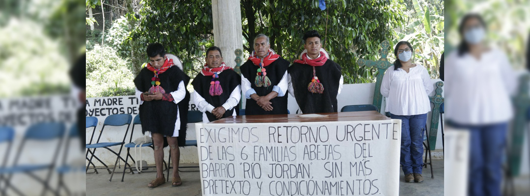 Las Abejas de Acteal piden el regreso seguro de familias desplazadas de la comunidad Los Chorros, en Chenalhó. Foto Tomada del Twitter @AbejasDeActeal