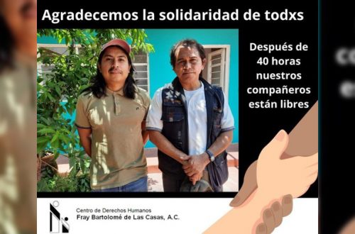 Dos defensores de Derechos Humanos del Centro Frayba en Chiapas, fueron retenidos el martes 13 de abril y ya fueron liberados. Foto Twitter @CdhFrayba