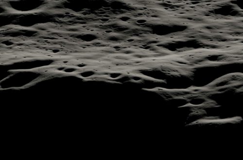 Visualización de datos que muestra la zona montañosa al oeste del cráter Nobile.Imagen: NASA.