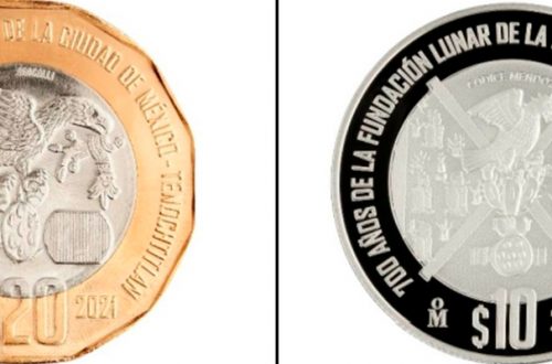 Monedas alusivas a los “700 años de la fundación lunar de la ciudad de México-Tenochtitlan". Foto tomada del sitio de www.banxico.org.mx