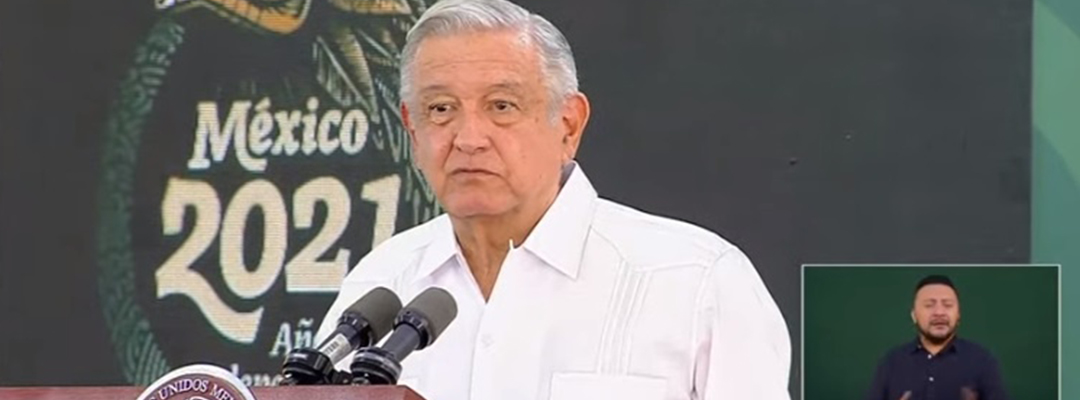 El presidente López Obrador ofrece este viernes desde Campeche su conferencia de prensa. Foto tomada de la transmisión en vivo