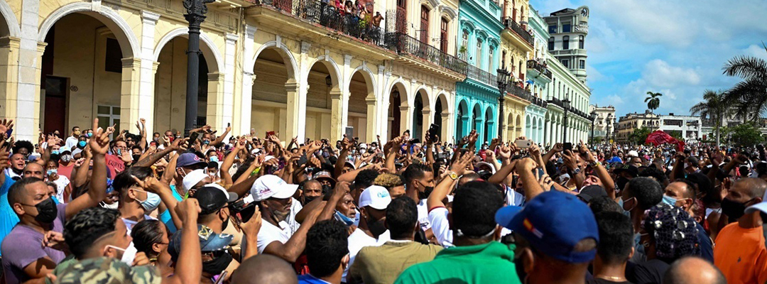 Movilización del 11 de julio en La Habana contra el gobierno del presidente Miguel Díaz-Canel. Foto Afp