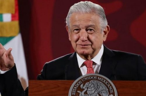 El presidente de México Andrés Manuel López Obrador durante su conferencia matutina en Palacio Nacional, en la Ciudad de México, el 9 de marzo de 2022. Foto Roberto García Ortiz