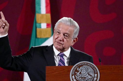El presidente Andrés Manuel López Obrador durante su conferencia matutina en Palacio Nacional, en la Ciudad de México, el 11 de abril de 2022. Foto Luis Castillo