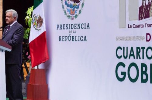 El presidente Andrés Manuel López Obrador durante el informe. Foto Gobierno de México