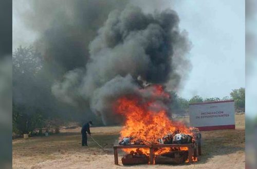 Semar y FGR incineran cocaína en Chiapas. Foto: Especial