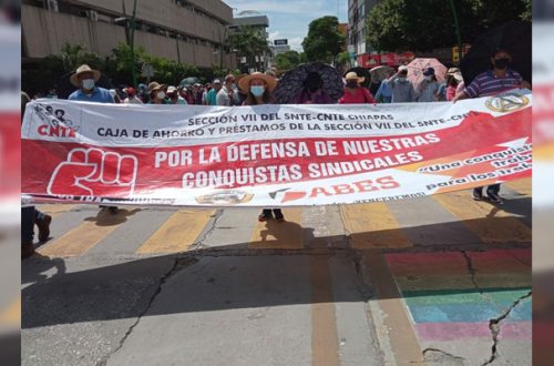 Protesta magisterial de la sección 7 en junio del 2021. Foto Elio Henríquez