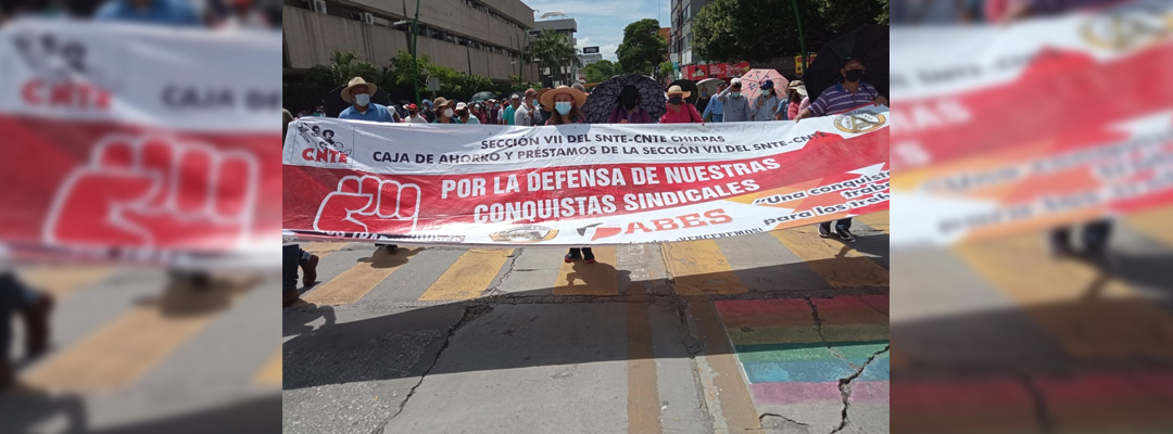 Protesta magisterial de la sección 7 en junio del 2021. Foto Elio Henríquez