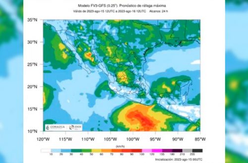Pie de Foto. Desarrollo de una baja presión en el Pacífico con potencial ciclónico. Imagen SMN
