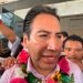 Pie de Foto.- Eduardo Ramírez Aguilar, senador de Morena y presidente de la Jucopo, tras una asamablea informativa en Tapachula, Chiapas. Foto Edgar H. Clemente