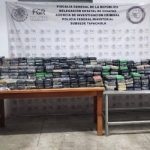 Pie de Foto.- La FGR en coordinación con la Guardia Nacional aseguraron en un operativo en Chiapas más de media tonelada de presunta cocaína en un tráiler cargado con pescado. Foto Edgar H. Clemente.