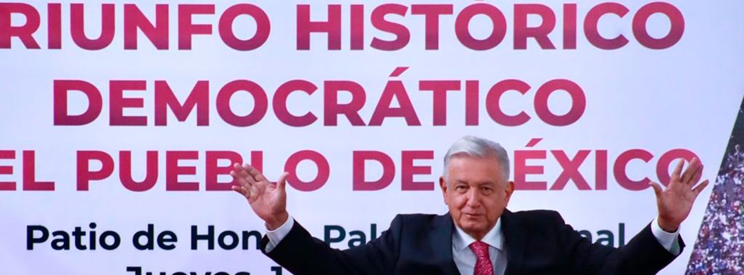 El presidente Andrés Manuel López Obrador durante el Informe del 3er. Año del Triunfo Histórico Democrático del Pueblo de México en Palacio Nacional, el 1 de julio de 2021. Foto Luis Castillo