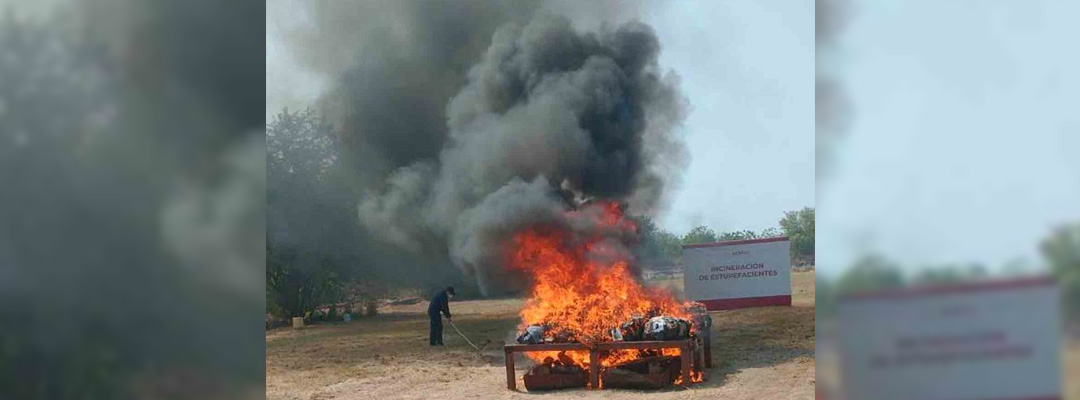 Semar y FGR incineran cocaína en Chiapas. Foto: Especial