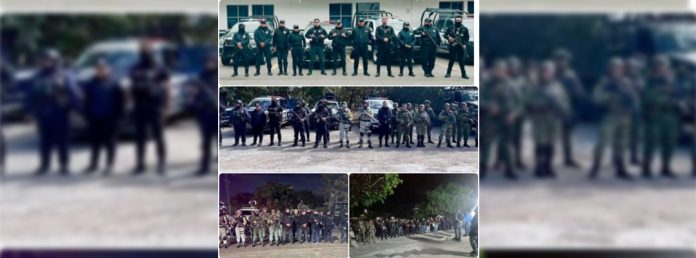 Pie de Foto.-Policías que participaron en los operativos que se realizan desde el jueves pasado. Foto FGE Chiapas