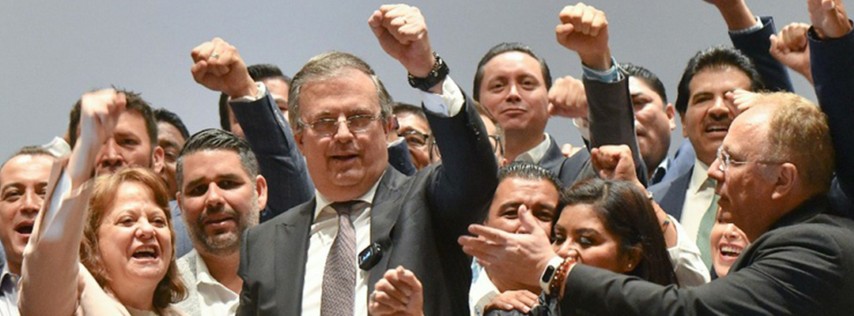 El canciller Marcelo Ebrard durante la conferencia de prensa de esta tarde. Foto Cuartoscuro