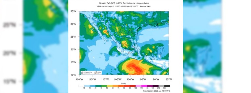 Pie de Foto. Desarrollo de una baja presión en el Pacífico con potencial ciclónico. Imagen SMN
