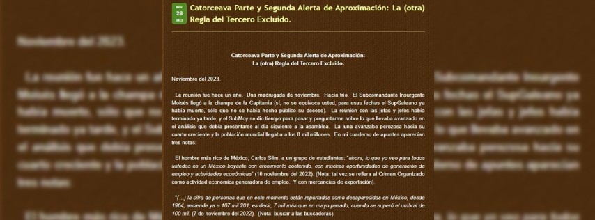 Pie de Foto.- Comunicado del EZLN en su página de internet.