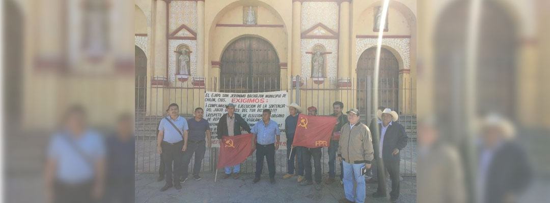 Pie de Foto.- Ejidatarios de San Jerónimo Bachajón, municipio de Chilón, Chiapas, el 21 de febrero de 2024. Foto Elio Henríquez
