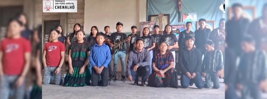 Pie de Foto.- Un grupo de adolescentes de la parroquia del municipio tsotsil de Chenalhó, en Chiapas, grabaron un video de apoyo a la población de palestina. Foto Captura del video difundido