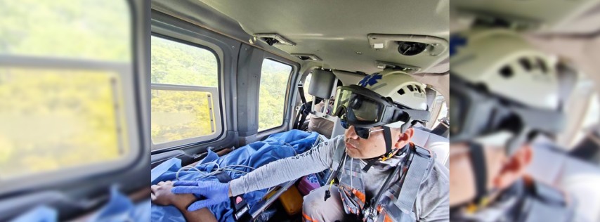 Pie de Foto.- Los cuatro menores y la mujer embrazadas que resultaron lesionados en el deslizamiento de una ladera, en La Concordia, Chiapas, fueron trasladados vía aérea a hospitales. Foto @pcivilchiapas