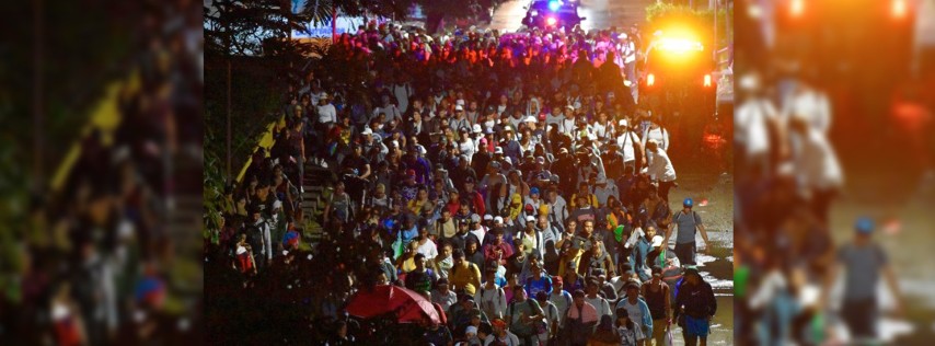 Pie de Foto.- El contingente de la caravana migrante "Por la Libertad" tiene como destino final la Ciudad de México. Foto Edgar H. Clemente.