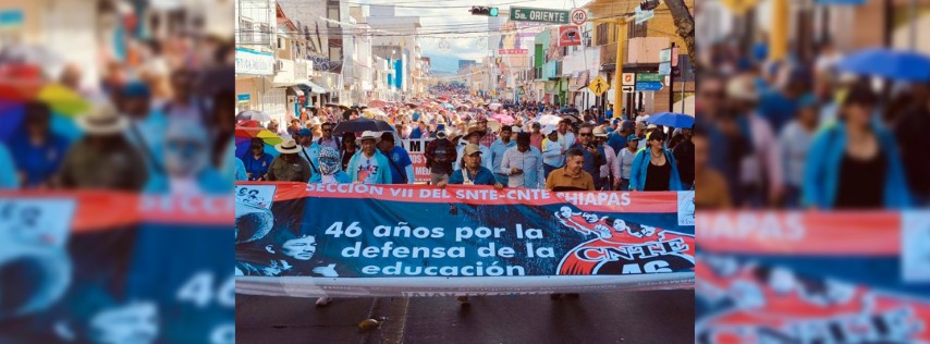 Pie de Foto.- . Más de 3 mil maestros de la Sección 7 marcharon este lunes en Tuxtla Gutiérrez para conmemorar el 46 aniversario de la fundación de la CNTE. Foto Facebook Sección Siete Chiapas.