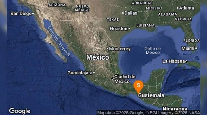 Pie de Foto.- La mañana de este lunes se registró un sismo de 4.9 en Chiapas. Imagen de @SSNMexico.