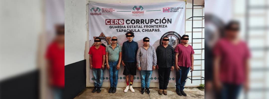 Pie de Foto.-,Seis personas fueron detenidas luego de reportarse el robo de 500 mil pesos que fueron sacados de una sucursal bancaria y que serían usados para pagar la nónima del ayuntamiento de Cacahoatán, Chiapas. Foto FGE Chiapas
